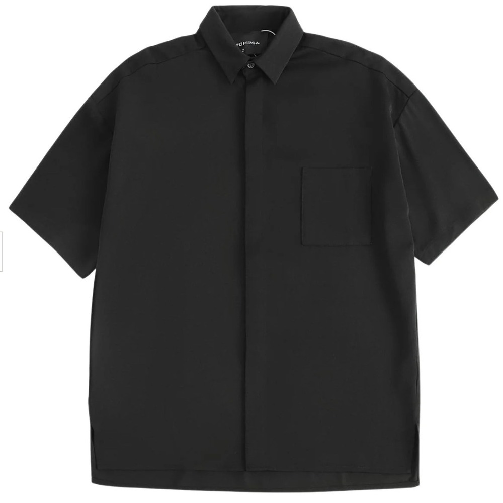 ARTCHIMIA LOUNGE‎ LUXE Black Short Sleeve Button Down Shirt Relaxed Fit - Size M